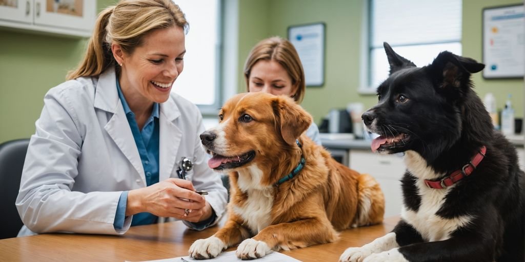 Dog and cat at the vet